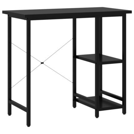 Bureau table poste de travail meuble d'ordinateur informatique étude d'ordinateur 80 x 40 x 72 cm MDF et métal noir 02_0023748