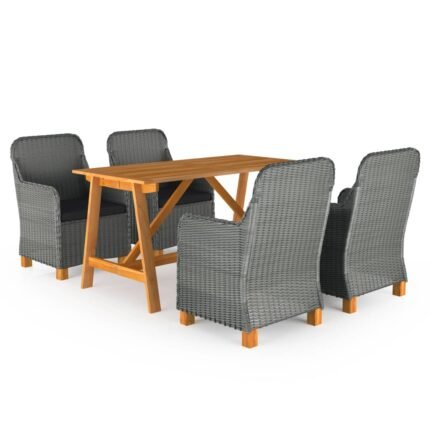 Ensemble de salle à manger de jardin meuble extérieur 5 pièces gris clair 02_0013791