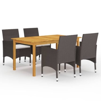 Ensemble de salle à manger de jardin meuble extérieur 5 pièces marron 02_0013814