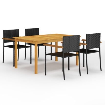 Ensemble de salle à manger de jardin meuble extérieur 5 pièces noir 02_0013899