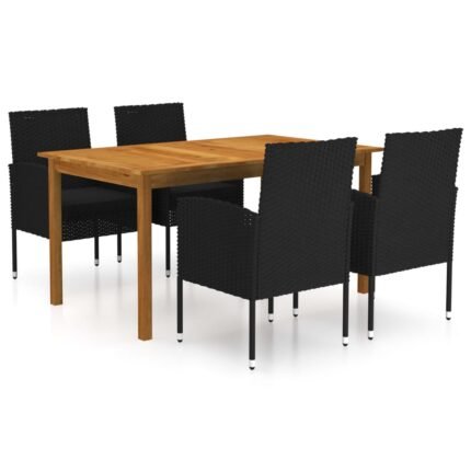 Ensemble de salle à manger de jardin meuble extérieur 5 pièces noir 02_0013862