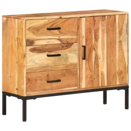Buffet bahut commode armoire meuble de rangement organisateur cuisine salle de séjour salon 88 x 30 x 73 cm bois d'acacia massif marron 02_0029666