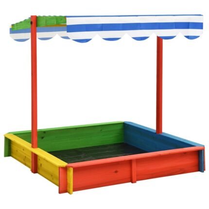 Bac à sable avec toit réglable bois de sapin 115 x 115 x 115 cm  multicolore UV50 02_0005047
