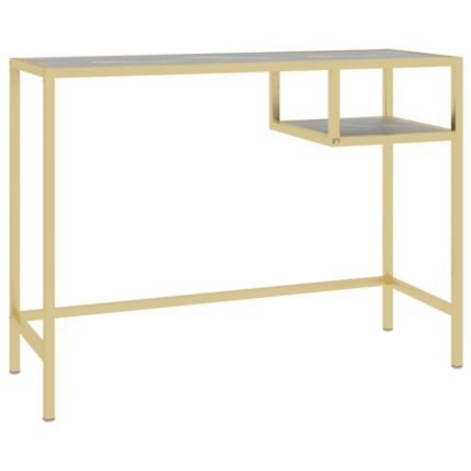 Bureau table poste de travail meuble d'ordinateur informatique étude d'ordinateur Marbre 100 x 36 x 74 cm Verre trempé noir 02_0023736