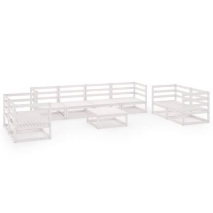 Salon de jardin meuble d'extérieur ensemble de mobilier 9 pièces blanc bois de pin massif 02_0018180