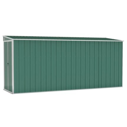 Abri de jardin cabane cabanon maison de stockage remise extérieur hangar outils robuste mural 118 x 382 x 178 cm acier galvanisé vert 02_0022340