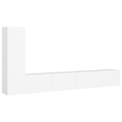 Ensemble de meubles armoire buffet TV télévision salon chambre séjour 3 pièces bois d'ingénierie blanc 02_0024467