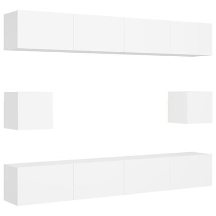 Ensemble de meubles armoire buffet TV télévision salon chambre séjour 6 pièces bois d'ingénierie blanc 02_0025008