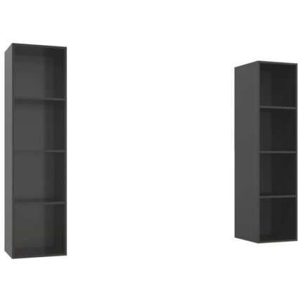 Meubles TV muraux multimédia étagère télévision buffet téléviseur salle à manger salon chambre 2 pièces brillant bois d'ingénierie gris 02_0028956