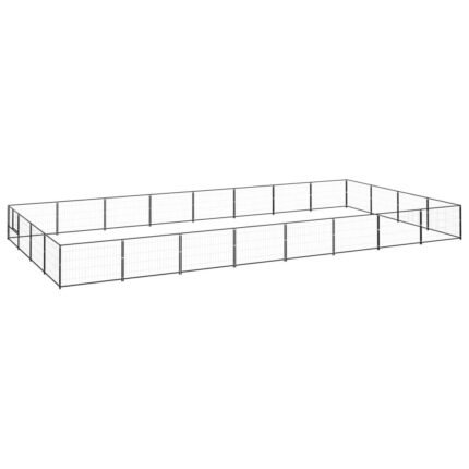 Chenil extérieur cage enclos parc animaux chien noir 32 m² acier 02_0000524
