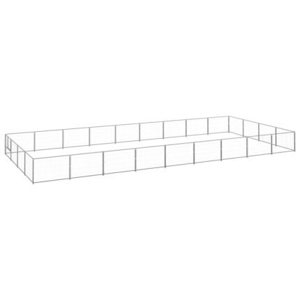 Chenil extérieur cage enclos parc animaux chien argenté 36 m² acier 02_0000272