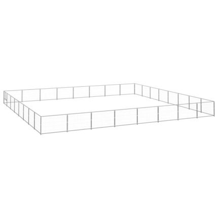 Chenil extérieur cage enclos parc animaux chien argenté 64 m² acier 02_0000296