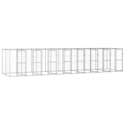 Chenil extérieur cage enclos parc animaux chien extérieur acier galvanisé 19,36 m² 02_0000411