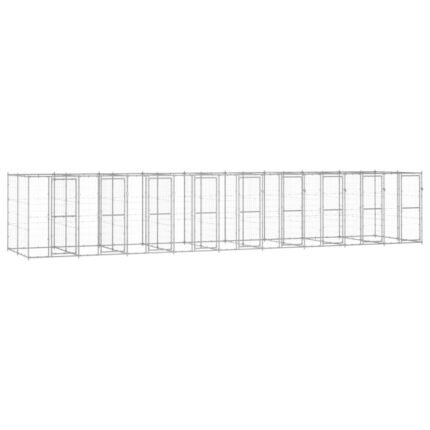 Chenil extérieur cage enclos parc animaux chien extérieur acier galvanisé 21,78 m² 02_0000412