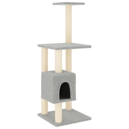 Arbre à chat meuble tour grimper jouet grattage grattoir escalade plateforme avec griffoirs en sisal clair 104 cm gris 02_0022542