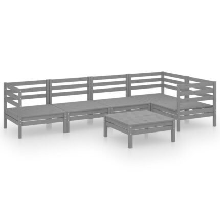 Salon de jardin meuble d'extérieur ensemble de mobilier 6 pièces bois de pin massif gris 02_0017013