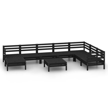Salon de jardin meuble d'extérieur ensemble de mobilier 9 pièces bois de pin massif noir 02_0018237