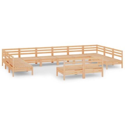 Salon de jardin meuble d'extérieur ensemble de mobilier 12 pièces bois de pin massif 02_0015694