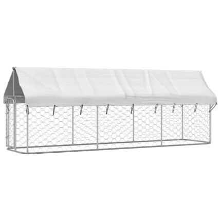 Chenil cage enclos pac animaux extérieur avec toit 400 x 100 x 150 cm Argent 02_0041909