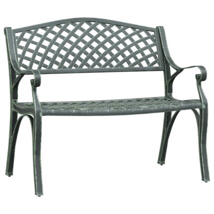 Banc de jardin meuble de patio d'extérieur terrasse 102 x 50 x 83 cm aluminium coulé vert 02_0011148