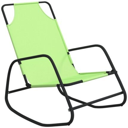 Transat chaise longue bain de soleil lit de jardin terrasse meuble d'extérieur à bascule vert acier et textilène 02_0012980