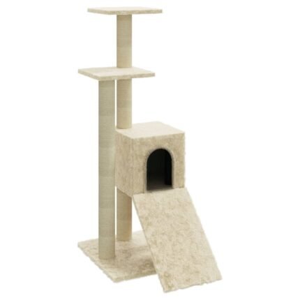 Arbre à chat meuble tour grimper jouet grattage grattoir escalade plateforme avec griffoirs en sisal 92 cm crème 02_0022532