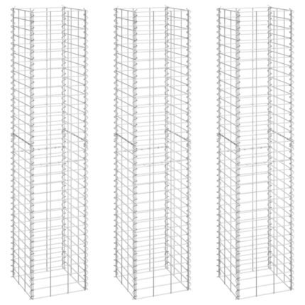 Lits surélevés en gabion 3 pcs 30 x 30 x 150 cm fer Argent 02_0039945