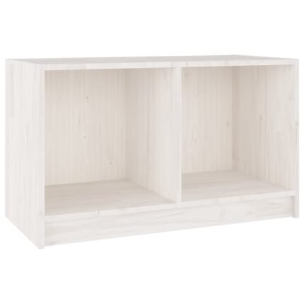 Meuble TV multimédia étagère télévision buffet téléviseur salle à manger salon chambre 70 x 33 x 42 cm bois de pin massif blanc 02_0026176