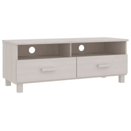 Meuble TV multimédia étagère télévision buffet téléviseur salle à manger salon chambre 106 x 40 x 40 cm bois massif de pin blanc 02_0027629