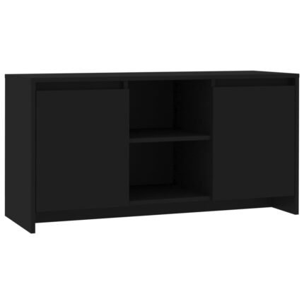 Meuble TV multimédia étagère télévision buffet téléviseur salle à manger salon chambre 102 x 37,5 x 52,5 cm bois d'ingénierie noir 02_0025613
