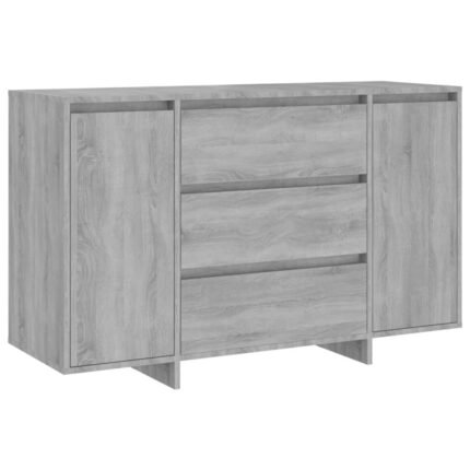 Buffet bahut commode armoire meuble de rangement organisateur cuisine salle de séjour salon avec 3 tiroirs sonoma 120 x 41 x 75cm bois d'ingénierie gris 02_0029744