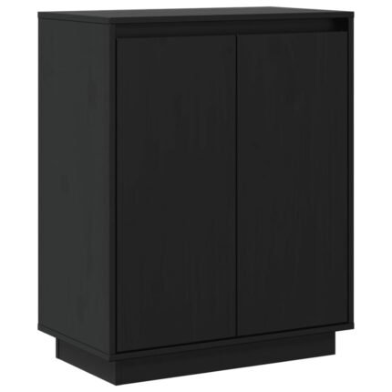 Buffet bahut commode armoire meuble de rangement organisateur cuisine salle de séjour salon 60 x 34 x 75 cm bois massif de pin noir 02_0035982