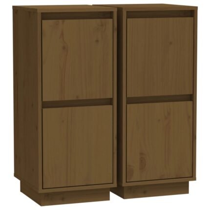 Buffet bahut commode armoire meuble de rangement organisateur cuisine salle de séjour salons lot de 2 31,5 x 34 x 75 cm bois massif de pin marron 02_0036883