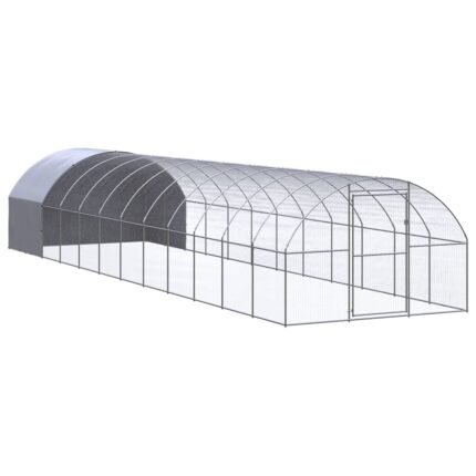 Poulailler enclos cage poules d'extérieur 3 x 12 x 2 m acier galvanisé Argent 02_0043999
