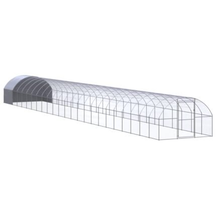 Poulailler enclos cage poules d'extérieur 3 x 24 x 2 m acier galvanisé Argent 02_0044008