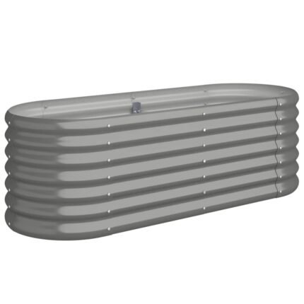 Jardinière bac lit surélevé plantes fleurs terrasse jardin de jardin acier enduit de poudre 114 x 40 x 36 cm gris 02_0039570