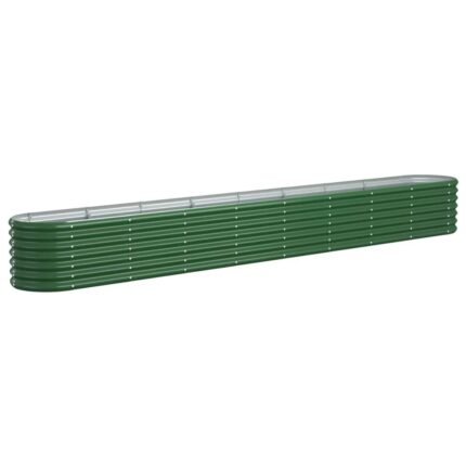 Jardinière bac lit surélevé plantes fleurs terrasse jardin de jardin acier enduit de poudre 332 x 40 x 36 cm vert 02_0039635