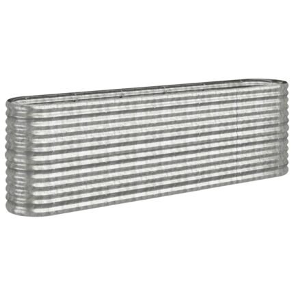 Jardinière bac lit surélevé plantes fleurs terrasse jardin de jardin acier enduit de poudre argenté Argent 02_0039708