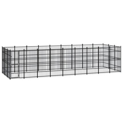 Chenil cage enclos pac animaux d'extérieur pour chiens acier 24,88 m² noir 02_0041821