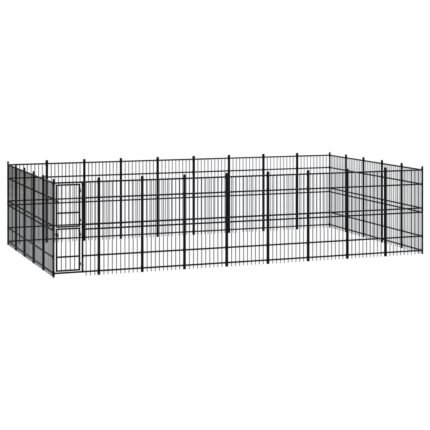 Chenil cage enclos pac animaux d'extérieur pour chiens acier 41,47 m² noir 02_0041847