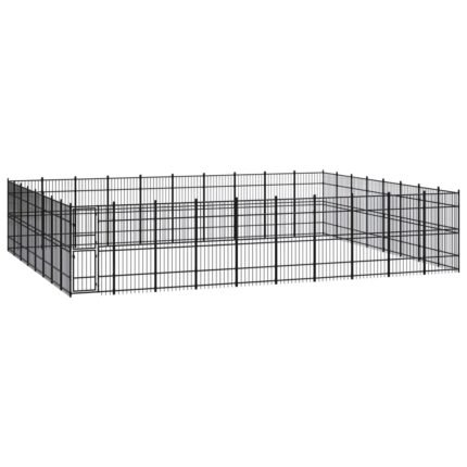 Chenil cage enclos pac animaux d'extérieur pour chiens acier 73,73 m² noir 02_0041879