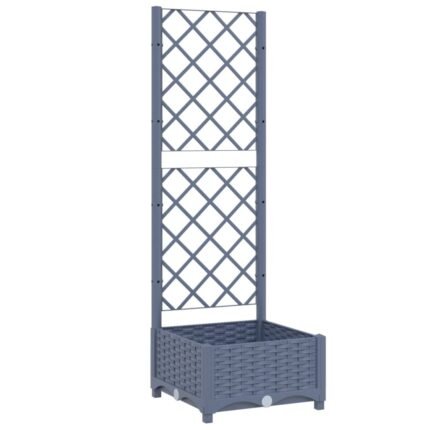 Jardinière bac lit surélevé plantes fleurs terrasse jardin avec treillis 40 x 40 x 121,5 cm PP gris 02_0038283