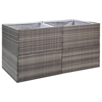 Jardinière bac lit surélevé plantes fleurs terrasse jardin 157 x 80 x 80 cm Résine tressée gris 02_0037452