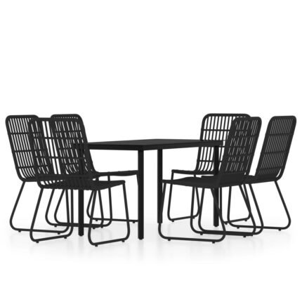 Ensemble de salle à manger de jardin meuble extérieur 7 pièces noir 02_0014040