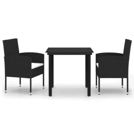 Ensemble de salle à manger de jardin meuble extérieur 3 pièces noir 02_0013657