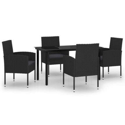 Ensemble de salle à manger de jardin meuble extérieur 5 pièces noir 02_0013859
