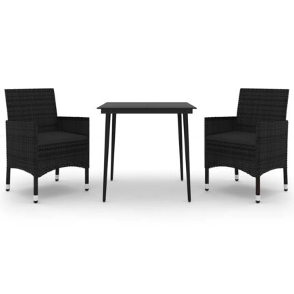 Mobilier à dîner de jardin coussins 3 pièces résine tressée verre 02_0014847