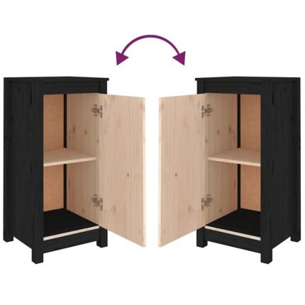 Buffet bahut commode armoire meuble de rangement organisateur cuisine salle de séjour salons lot de 2 39 x 35 x 80 cm bois massif de pin noir 02_0036898