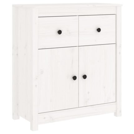 Buffet bahut commode armoire meuble de rangement organisateur cuisine salle de séjour salon 70 x 35 x 80 cm bois massif de pin blanc 02_0030491