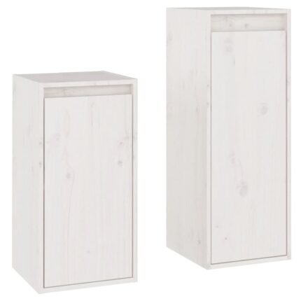 Meubles TV multimédia étagère télévision buffet téléviseur salle à manger salon chambre 2 pièces bois massif de pin blanc 02_0028582